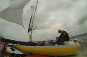 GoPro frame of the crab claw spilling wind on a beam reach.